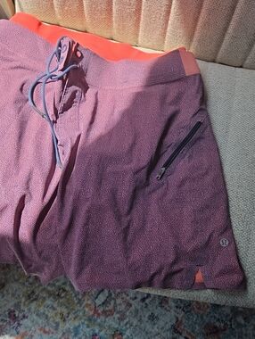 lululemon athletica Men’s Purple Athletic Shorts with Coral Waistband